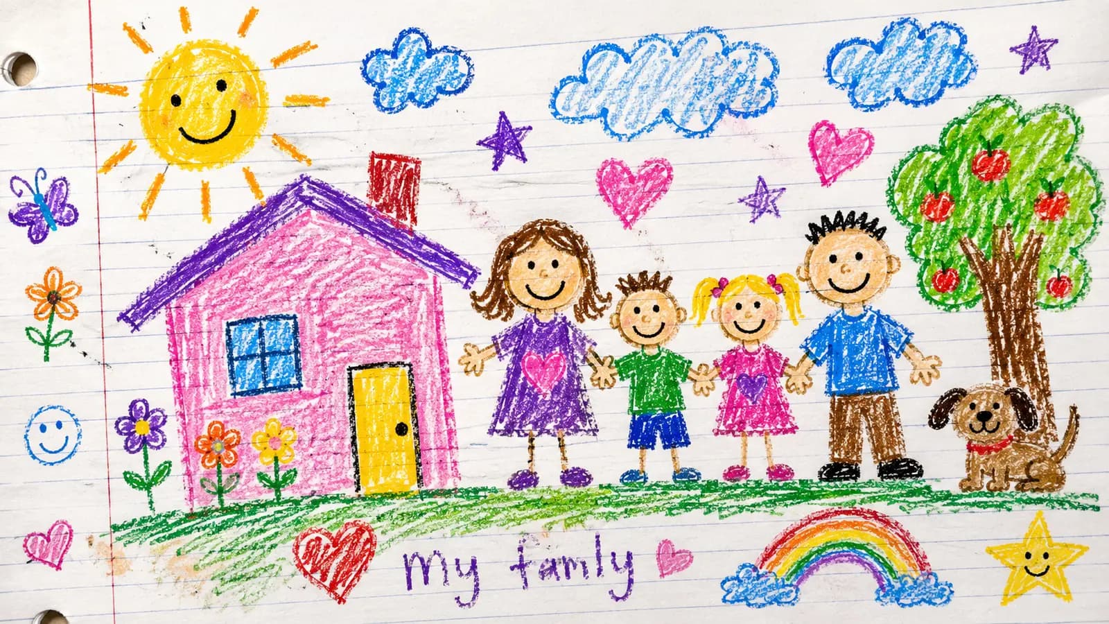 child family crayon drawing