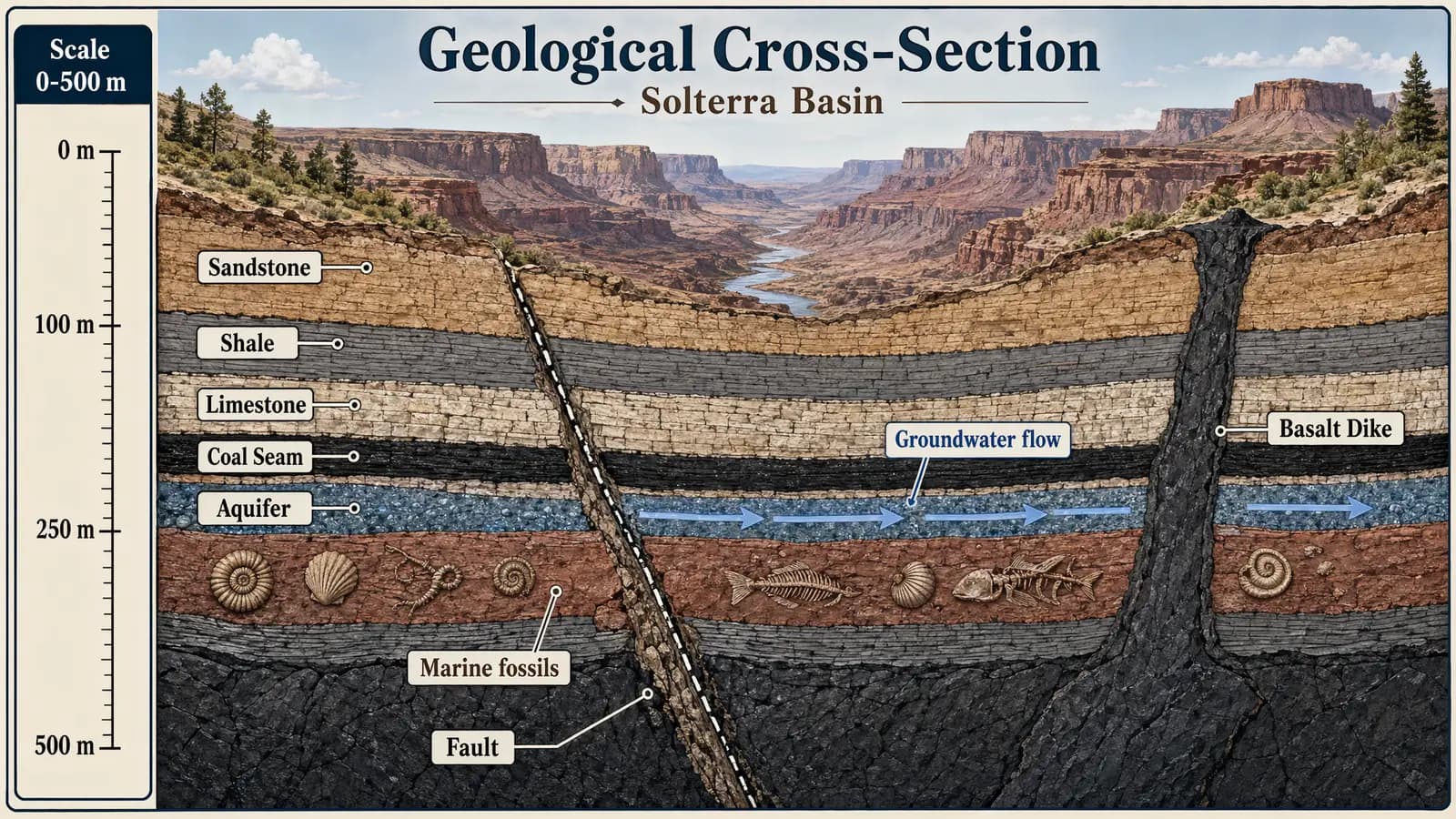 geological strata cross section